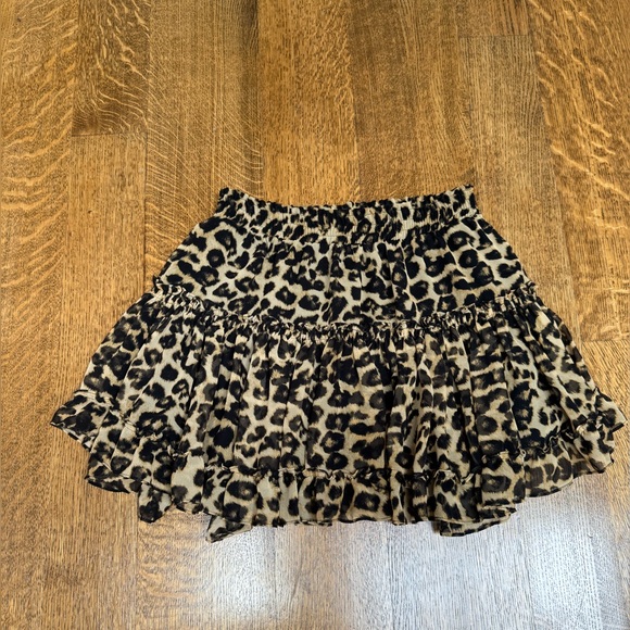 Misa Los Angeles Dresses & Skirts - Misa Los Angeles Black and Tan Ruffled animal print Mini skirt